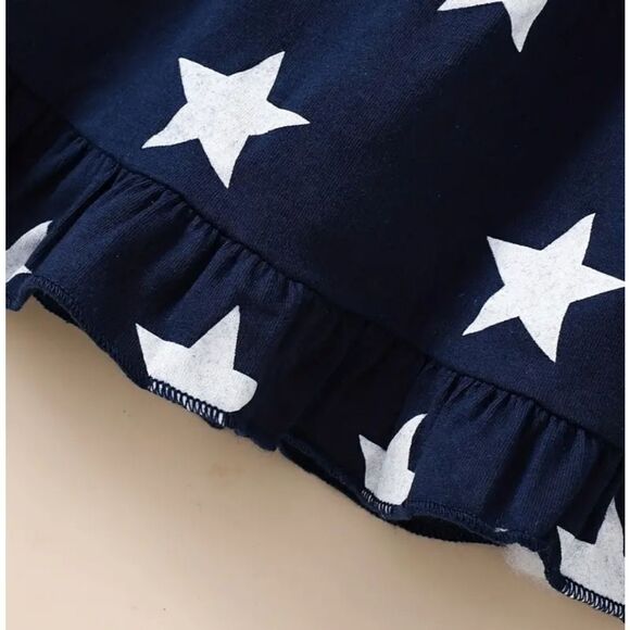 NWT Patriotic Star Stripe Print Sleeveless Summer Dress with Bow Accents Sz 4/5 - Picture 5 of 5